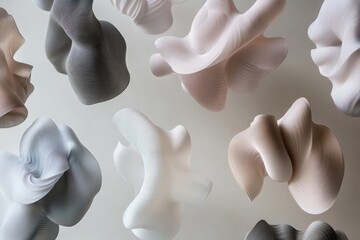 Naklejka premium Colorful Abstract Gradient Sphere Clusters with Soft Shadows on White Background