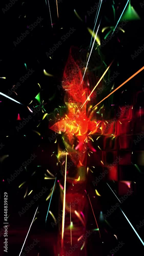 Aufkleber Bright colors and dynamic patterns create a captivating display in a vibrant digital environment filled with energy and movement