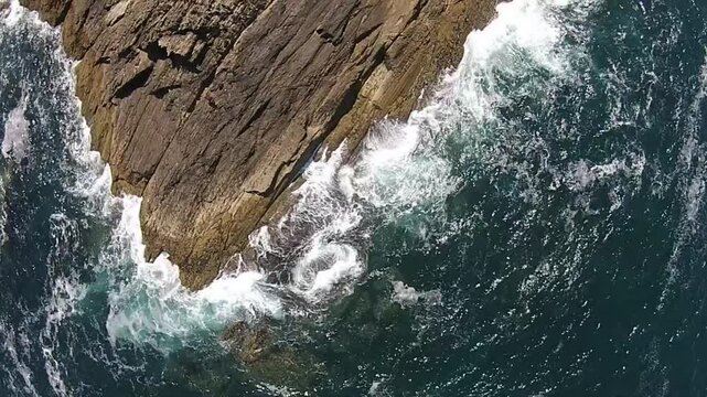 Overhead View of Waves Crashing Over Coastal Rocks - 1643
