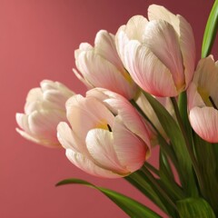 Fototapeta premium Delicate Mother's Day Gift with White Tulips