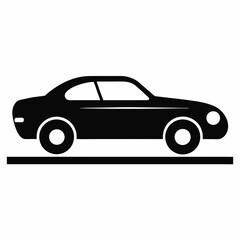 Car on the road icon black vector on white background.