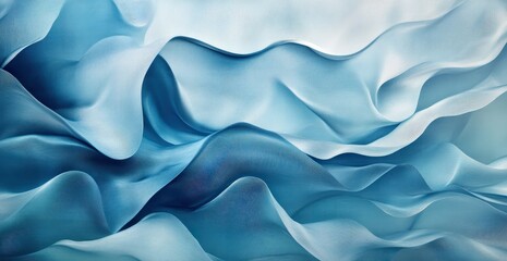 Obraz premium Flowing blue fabric creating abstract waves: elegance and movement in textile design