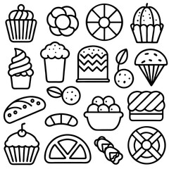 Bakery Items Vector Icon Set