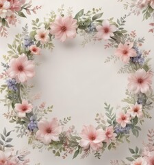 Delicate watercolor floral wreath, soft petal patterns  , yellow, petals