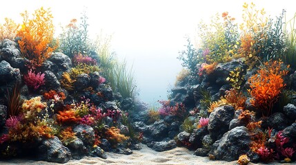 Underwater Coral Reef Landscape Featuring Colorful Sea Life High Resolution Photo