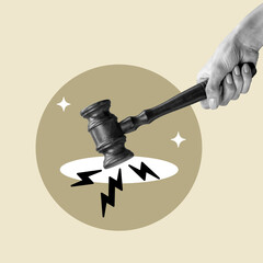 featuring, hand, judicial hammer, Palace of Justice, Judge, Law, Legislation, Legal System, Judge's...