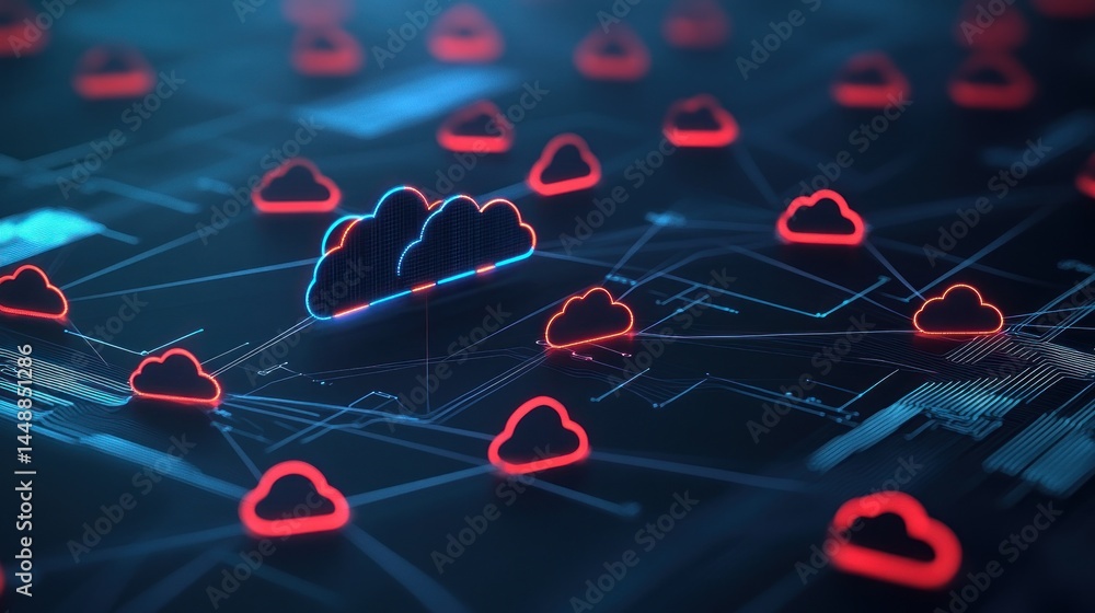 Poster network cloud computing, digital data storage, and global server infrastructure