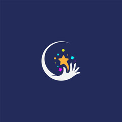Logo of the letter C with hands holding stars