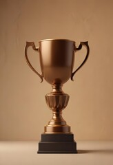 Abstract bronze trophy silhouette and golden cup, minimal style vector illustration ,  form,  vector