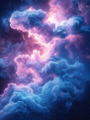 Fototapeta premium Dreamy Cosmic Nebula Cloudscape with Stars and Ethereal Light Effects
