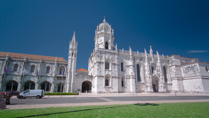 Fototapeta premium The Jeronimos Monastery or Hieronymites Monastery is located in Lisbon, Portugal timelapse hyperlapse