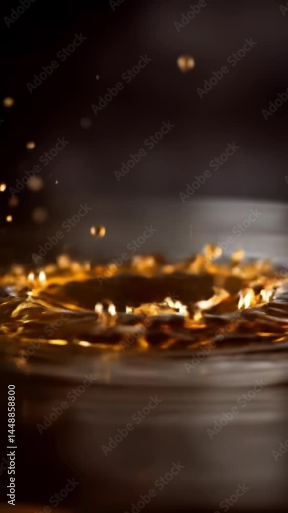 Poster captivating splash of golden liquid captures dynamic motion in elegant display