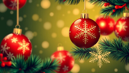Christmas background with Christmas balls with snowflake ornament, pop-art. with white shades