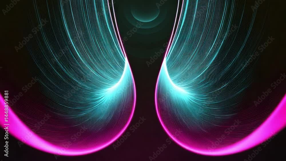 Poster abstract neon curves: a vibrant and dynamic visual experience featuring neon-colored curves, lines, 