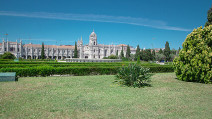 Obraz premium The Jeronimos Monastery or Hieronymites Monastery in Lisbon, Portugal timelapse hyperlapse
