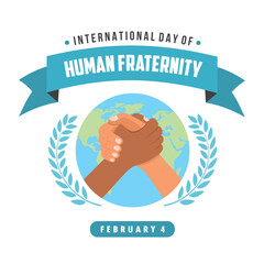 international day of human fraternity vector flat design