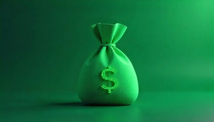 digital green moneybag with a dollar $ icon with binary code, ai financial transactions, fraud detection algorithms created with generative ai