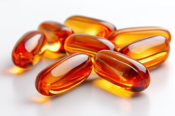 Fish oil capsules on white background Clipping path