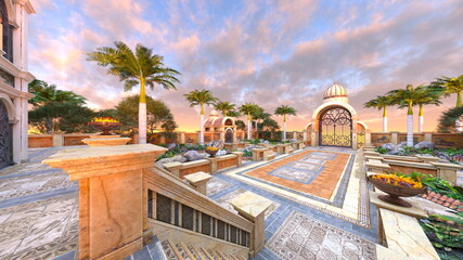 宮殿の中庭　3DCGレンダリング