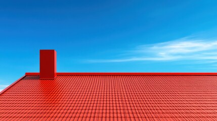 Fototapeta premium Red Roof and Blue Sky: A Stunning Architectural Image