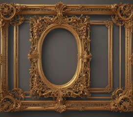 Intricate gold vintage frames, ornate details  ,  rococo,  asset,  Victorian