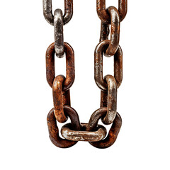 Fototapeta premium Brown rusty chain isolated on transparent background