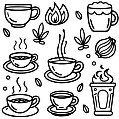 Vector Icon Set – Coffee/Tea Cups with Motion Effects