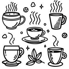 Vector Icon Set – Coffee/Tea Cups with Motion Effects