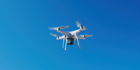 an aerial camera flying in a clear blue sky 