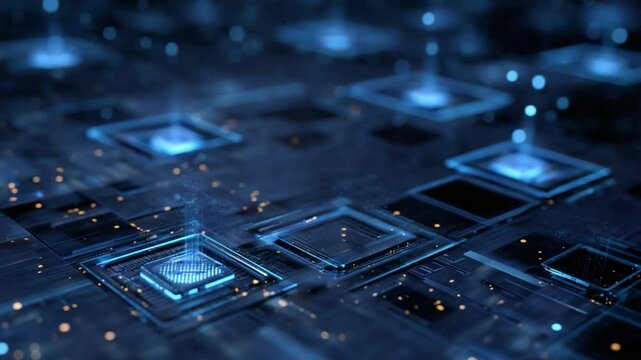 Digital Circuitry: The digital world comes to life as a high-tech circuit board glows with an ethereal blue light, hinting at the complex computations and data streams running beneath the surface.