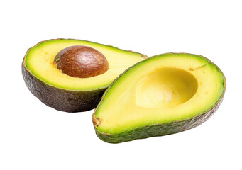 Avocado cut in half, isolated on a white background, png, transparent