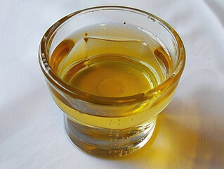 Golden liquid in small glass