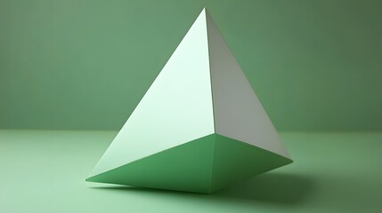 Fototapeta premium Abstract Green and White Pyramid Shape Minimalist Geometric Background