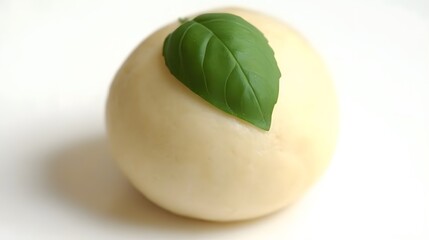 Fresh Creamy Mozzarella Ball with Basil Leaf