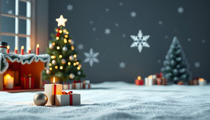 Obraz premium 3d render of christmas composition, professional photography. with white shades