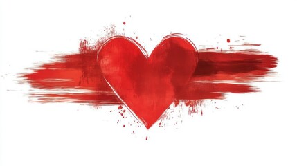 Vibrant Red Heart with Brushstrokes Love Romance and Emotion Symbol for Valentines Day Wed