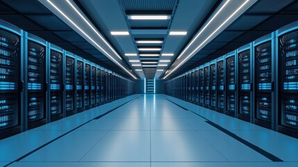 Fototapeta premium Futuristic Server Room: A Digital Infrastructure