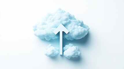 Upward Arrow Emerging from Soft Clouds Symbolizing Progress Growth and Aspiration in a Minim