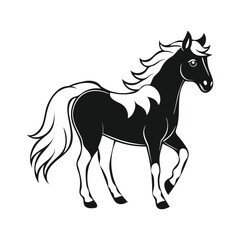 Bold Stylized Horse Illustration – Black & White Graphic Design