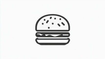 Fototapeta premium Simple Line Art Illustration of a Classic Sandwich with Seeds on Top Ideal for Food Menus Rec