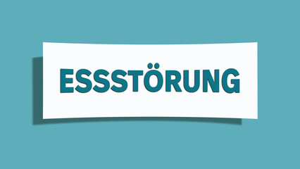 Essstoerung (eating disorder) - A card isolated on light green background.