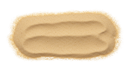 Aerial view of a sand pit with visible layers and a smooth texture on a transparent background isolated
