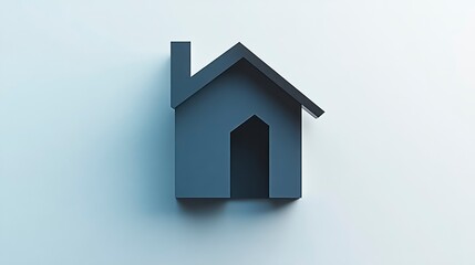 Minimalist House Icon Home Symbol Abstract Building Design 3D Render Real Estate Property