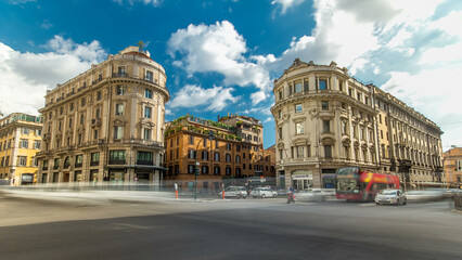 Urban scene timelapse hyperlapse in Rome Italy.