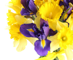 Bouquet Beautiful Daffodils And Irises