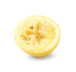 Half of squeezed lemon isolated on white