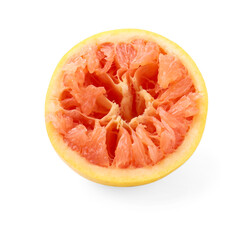 Half of squeezed grapefruit isolated on white