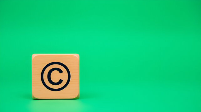 Copyright legal concept, wooden block with copyright and legal icon for author rights and patented intellectual property. copyleft trademark license, Copyright or patent.