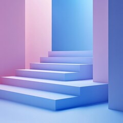Obraz premium Abstract Pastel Stairway Architecture with Geometric Design and Modern Style Interior in Soft Lighting and Minimalist Construction