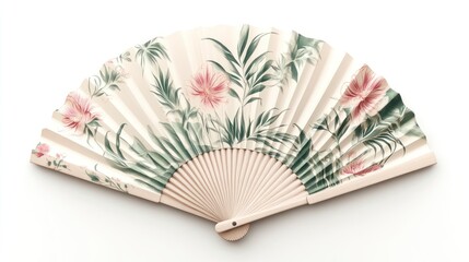 Elegant Floral Folding Fan with Intricate Design for Decorative and Cultural Themes